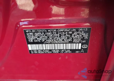 2014 Lexus Is 250 from USA, damaged, VIN JTHCF1D23E5005490